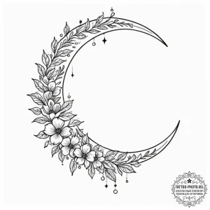Tattoo design a crescent moon with a hidden c... - эскиз тату (№1751823569_0, 06.07.2025 17:39) — tattoo-photo.ru