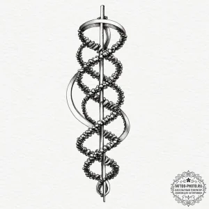 Dna helix, concept art for tattoo, sepia tone... - эскиз тату (№1751823988_0, 06.07.2025 17:46) — tattoo-photo.ru