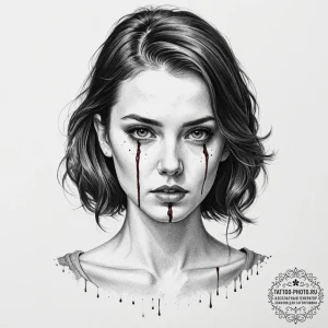 A neo-traditional tattoo of eleven with a blo... - эскиз тату (№1751824072_0, 06.07.2025 17:47) — tattoo-photo.ru