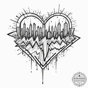 A soundwave of a heartbeat, ink illustration... - эскиз тату (№1751824239_0, 06.07.2025 17:50) — tattoo-photo.ru