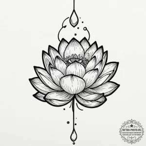 Tattoo sketch a lotus flower with water drops... - эскиз тату (№1751824411_0, 06.07.2025 17:53) — tattoo-photo.ru