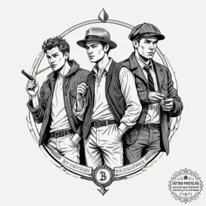 A sketch of the main characters from lock, st... - эскиз тату (№1751825087_0, 06.07.2025 18:04) — tattoo-photo.ru