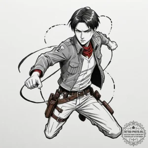 A sketch of captain levi from attack on titan... - эскиз тату (№1751826433_0, 06.07.2025 18:27) — tattoo-photo.ru