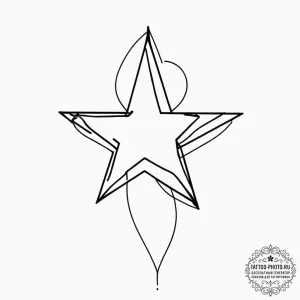 Five-pointed star, artistic tattoo sketch, li... - эскиз тату (№1751826685_0, 06.07.2025 18:31) — tattoo-photo.ru