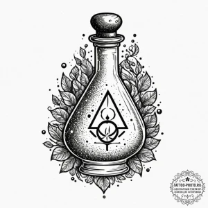 Tattoo design a small, stylized potion bottle... - эскиз тату (№1751828042_0, 06.07.2025 18:54) — tattoo-photo.ru