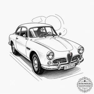 A linework design of the red alfa romeo from... - эскиз тату (№1751828210_0, 06.07.2025 18:56) — tattoo-photo.ru