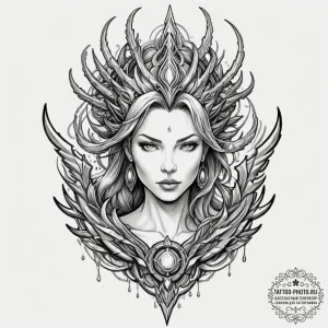 A sketch of sarah kerrigan, the queen of blad... - эскиз тату (№1751828800_0, 06.07.2025 19:06) — tattoo-photo.ru