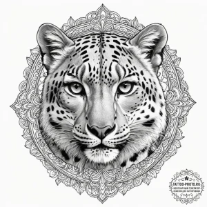 A snow leopard in the mountains (is there, bu... - эскиз тату (№1751828884_0, 06.07.2025 19:08) — tattoo-photo.ru