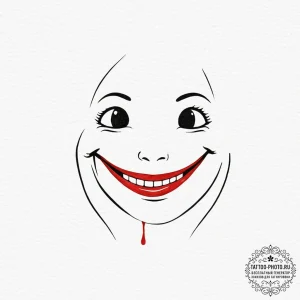 A watercolor sketch of the creepy "smile" fro... - эскиз тату (№1751829054_0, 06.07.2025 19:10) — tattoo-photo.ru