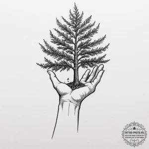 Tattoo sketch a person holding a single, glow... - эскиз тату (№1751829474_0, 06.07.2025 19:17) — tattoo-photo.ru