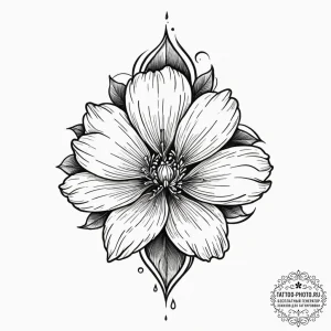 Tattoo design a flower with a single, perfect... - эскиз тату (№1751829981_0, 06.07.2025 19:26) — tattoo-photo.ru