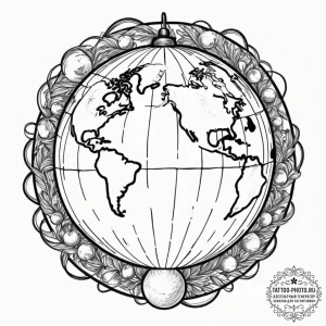 Globe, tattoo sketch design, muted color pale... - эскиз тату (№1751830406_0, 06.07.2025 19:33) — tattoo-photo.ru