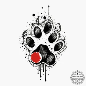 Paw, ink illustration for tattoo, trash polka... - эскиз тату (№1751830825_0, 06.07.2025 19:40) — tattoo-photo.ru