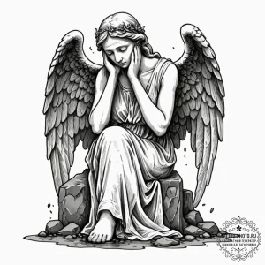 Tattoo sketch an ancient, stone statue of a w... - эскиз тату (№1751831497_0, 06.07.2025 19:51) — tattoo-photo.ru