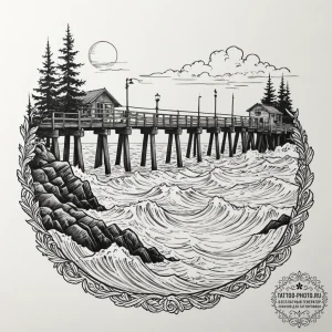 Tattoo design a powerful, sturdy pier extendi... - эскиз тату (№1751832418_0, 06.07.2025 20:06) — tattoo-photo.ru