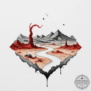 A watercolor landscape of caladan, contrastin... - эскиз тату (№1751833518_0, 06.07.2025 20:25) — tattoo-photo.ru