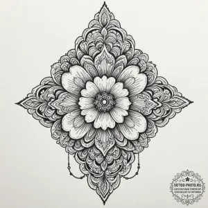 Tattoo design a flower with a single, perfect... - эскиз тату (№1751833687_0, 06.07.2025 20:28) — tattoo-photo.ru