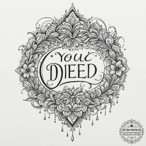 Tattoo sketch 'you died' in a gritty, blood-s... - эскиз тату (№1751834533_0, 06.07.2025 20:42) — tattoo-photo.ru