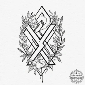 89. tattoo design: a minimalist "treba" rune,... - эскиз тату (№1751835336_0, 06.07.2025 20:55) — tattoo-photo.ru