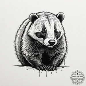 Badger, tattoo drawing outline, black outline... - эскиз тату (№1751836003_0, 06.07.2025 21:06) — tattoo-photo.ru