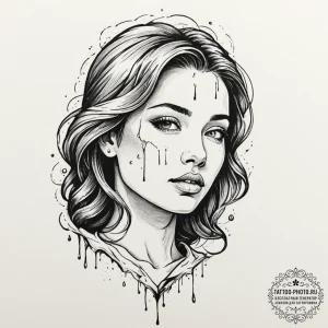 Tattoo sketch a person's face in profile, wit... - эскиз тату (№1751836170_0, 06.07.2025 21:09) — tattoo-photo.ru