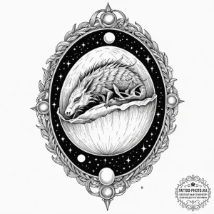 Tattoo sketch a zodiac animal emerging from a... - эскиз тату (№1751837105_0, 06.07.2025 21:25) — tattoo-photo.ru
