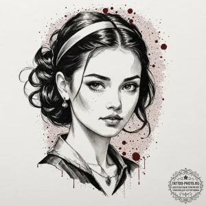 A neo-traditional portrait of one of the "chi... - эскиз тату (№1751837334_0, 06.07.2025 21:28) — tattoo-photo.ru
