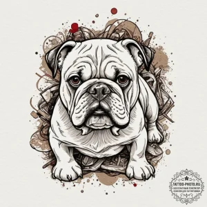 Bulldog, concept art for tattoo, on a clean w... - эскиз тату (№1751837854_0, 06.07.2025 21:37) — tattoo-photo.ru