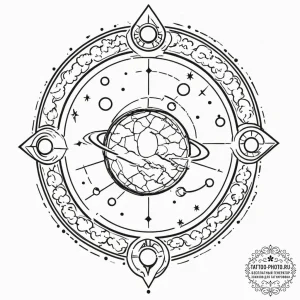 Tattoo design the zodiac symbol surrounded by... - эскиз тату (№1751837926_0, 06.07.2025 21:38) — tattoo-photo.ru