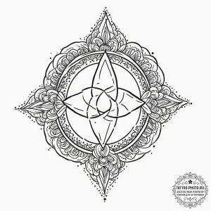 A linework tattoo of the cult symbol from her... - эскиз тату (№1751838167_0, 06.07.2025 21:42) — tattoo-photo.ru