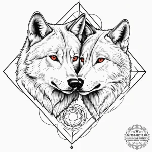 Tattoo sketch a wolf head (male) and a wolfes... - эскиз тату (№1751838588_0, 06.07.2025 21:49) — tattoo-photo.ru