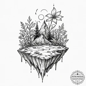 Tattoo sketch a plant growing not upwards, bu... - эскиз тату (№1751839011_0, 06.07.2025 21:56) — tattoo-photo.ru