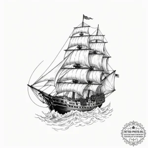Tattoo sketch a highly detailed miniature shi... - эскиз тату (№1751839095_0, 06.07.2025 21:58) — tattoo-photo.ru