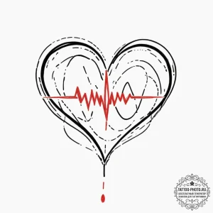 Tattoo sketch a minimalist heartbeat line., c... - эскиз тату (№1751839682_0, 06.07.2025 22:08) — tattoo-photo.ru