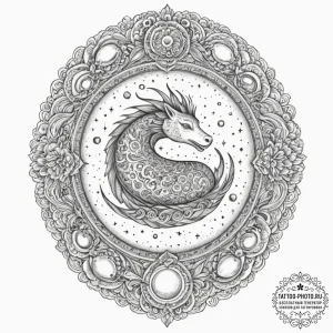 Tattoo sketch a zodiac animal emerging from a... - эскиз тату (№1751840510_0, 06.07.2025 22:21) — tattoo-photo.ru