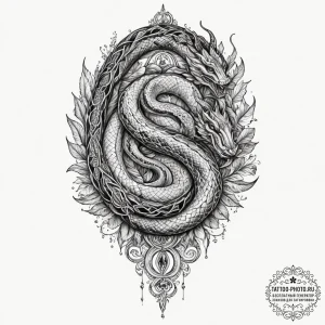 Tattoo design an uroboros serpent whose body... - эскиз тату (№1751840748_0, 06.07.2025 22:25) — tattoo-photo.ru