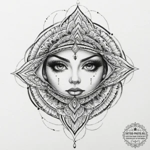 Tattoo design a confident woman's eye, with l... - эскиз тату (№1751841660_0, 06.07.2025 22:41) — tattoo-photo.ru