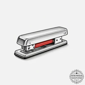 A minimalist tattoo of the red stapler from o... - эскиз тату (№1751841745_0, 06.07.2025 22:42) — tattoo-photo.ru