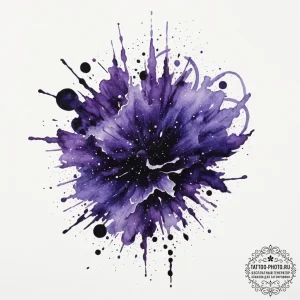 Tattoo sketch a deep indigo and purple waterc... - эскиз тату (№1751842248_0, 06.07.2025 22:50) — tattoo-photo.ru