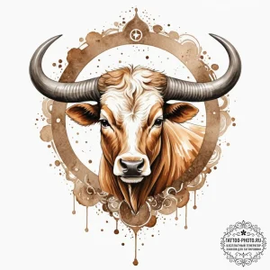 Taurus (zodiac sign), concept art for tattoo,... - эскиз тату (№1751843173_0, 06.07.2025 23:06) — tattoo-photo.ru