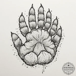 Bear's paw, concept art for tattoo, dotwork s... - эскиз тату (№1751843257_0, 06.07.2025 23:07) — tattoo-photo.ru