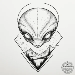 Alien landscape, tattoo drawing outline, dotw... - эскиз тату (№1751843342_0, 06.07.2025 23:09) — tattoo-photo.ru