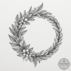 Tattoo sketch a number "100%" with a laurel w... - эскиз тату (№1751843512_0, 06.07.2025 23:11) — tattoo-photo.ru