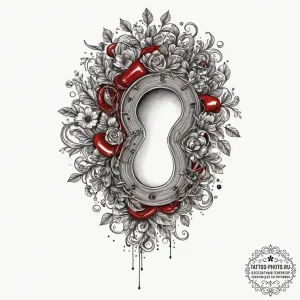 Tattoo design a delicate key or keyhole., art... - эскиз тату (№1751843597_0, 06.07.2025 23:13) — tattoo-photo.ru