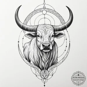 Tattoo design a taurus bull with the "hieroph... - эскиз тату (№1751844020_0, 06.07.2025 23:20) — tattoo-photo.ru