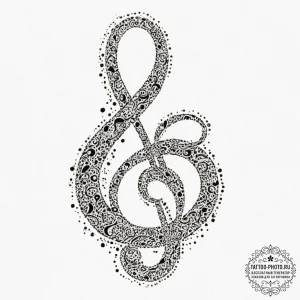 Treble clef, tattoo sketch design, dotwork ta... - эскиз тату (№1751844441_0, 06.07.2025 23:27) — tattoo-photo.ru