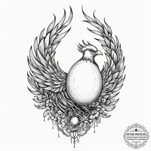 Tattoo design a phoenix's egg, intricately de... - эскиз тату (№1751844607_0, 06.07.2025 23:30) — tattoo-photo.ru