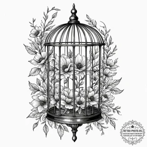 Tattoo design a beautiful, ornate cage, but t... - эскиз тату (№1751845291_0, 06.07.2025 23:41) — tattoo-photo.ru