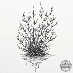 Tattoo sketch a half-submerged plant, with it... - эскиз тату (№1751845377_0, 06.07.2025 23:42) — tattoo-photo.ru