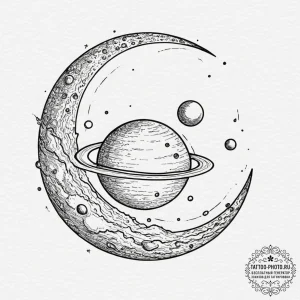 Tattoo sketch a small, elegant planet (e.g.,... - эскиз тату (№1751846798_0, 07.07.2025 00:06) — tattoo-photo.ru